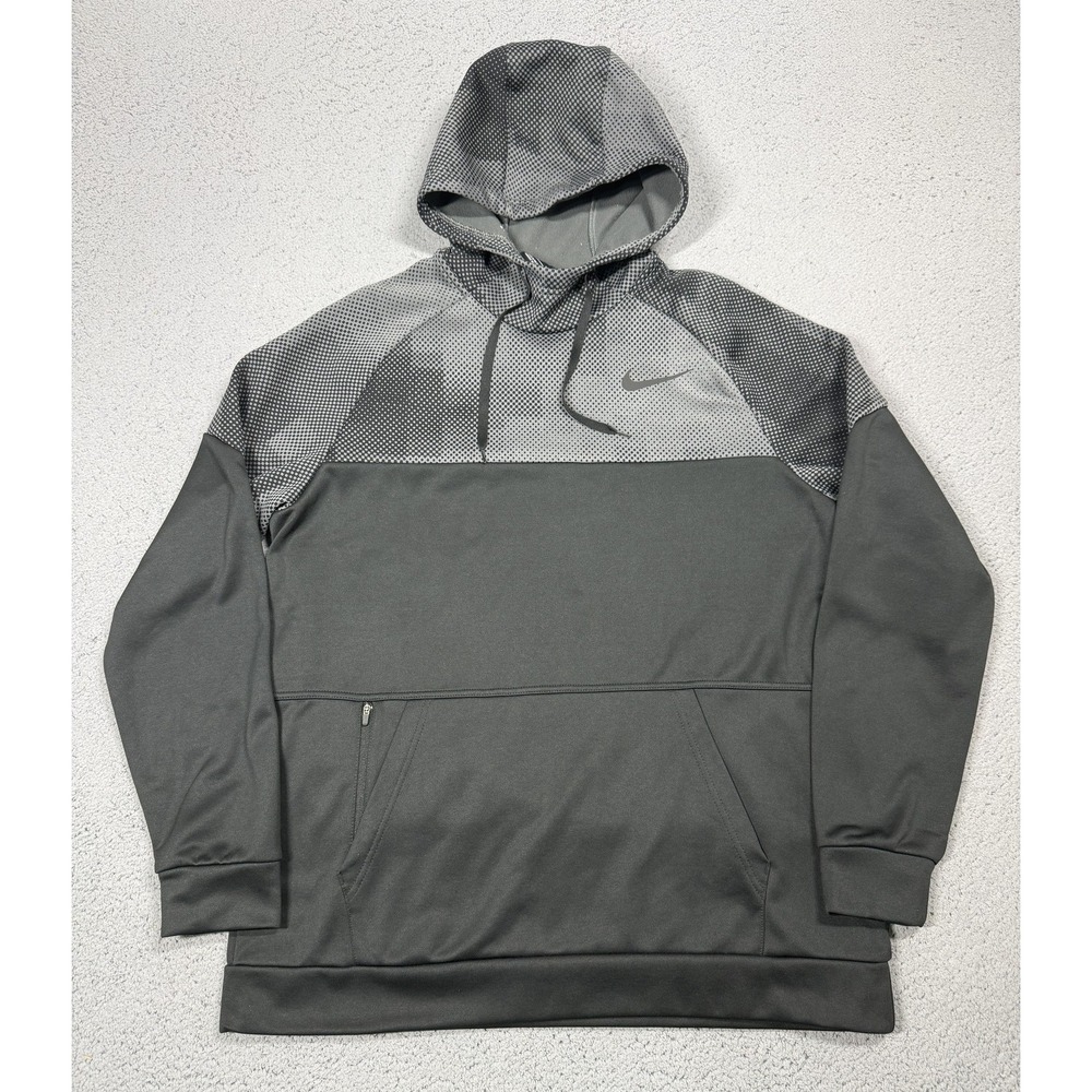 Nike Dri-FIT Hoodie Mens Large Black Pullover Fleece Zip Pocket CU7829-010
